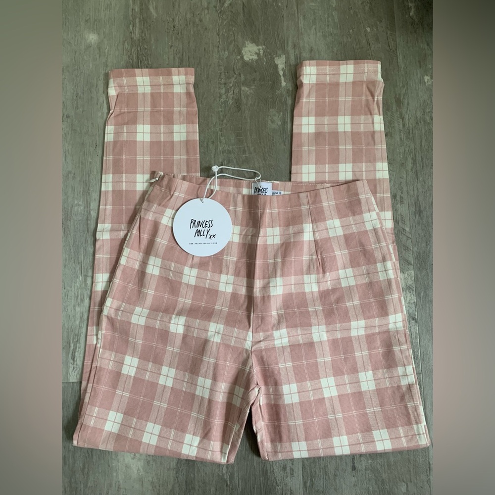 NWT Princess Polly pink gingham pants.